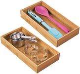 mDesign Bamboo Drawer Organiser for Cutlery in Kitchen Drawer - 30.5 cm Long Stackable Storage Tray for Cabinet, Countertop, Cupboard, and Shelf - Utensil Holder, Echo Collection, 6 Pack, Natural Wood