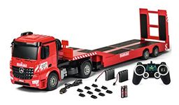 Carson 500907307 Mercedes-Benz 500907307-1:20 Arocs Goldhofer 2.4G 100% RTR, Construction Vehicle with Functions Light and Sound, Includes Batteries and Remote Control, Red