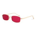 FEISEDY Vintage Slender Square Sunglasses Retro Small Metal Frame Candy Colors Sun Glasses for Women Men B2295