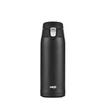 Emsa N21517 Travel Mug Light Insulated Mug, Capacity: 0.4 L, Extra Slim Format, Lightweight, Stainless Steel, Folding Closure System, 100% Leak-Proof, 8 Hours Hot/16 Hours Cold, BPA-Free, Black