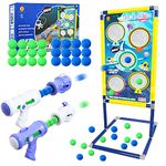 Shooting Game Toy Set for Age 6, 7, 8,9,10+ Years Old Kids Boys/Girls - 2pk Foam Ball Popper Air Guns & Shooting Target & 24 Foam Balls Toys for Kids Boy