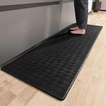 Color&Geometry Anti Fatigue Cushioned Kitchen Mat, 17"x96" Memory Foam Kitchen Rug Comfort Standing Mat, Waterproof Oil Proof Non-Skid/Slip Rubber Back Kitchen Floor Mat, Black