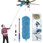 Vicloon Feather Duster Extendable, 100 Inches Microfiber Duster Cleaning Steel Telescopic Duster Feather Duster with Bendable and Window Slot Cleaning Brush Hand for Cleaning Ceiling Fans, Cars…