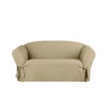 SureFit Heavyweight Cotton Duck One Piece Loveseat Slipcover - Khaki