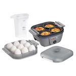 Hamilton Beach 6-in-1 Electric Cooker for Hard Boiled, Egg-Bites Maker and Poacher, 5.25” Non-Stick Skillet for Omelets, Scrambling & Frying, Grey (25510)