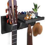 CABINAHOME Guitar Wall Holder stands hangers for Acoustic and Electric Guitar wood Hanging Rack with Pick Holder and 3 Hook (Black)