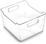 BINO | Clear Storage Organizer | THE LODGE COLLECTION | Containers for Organizing with Handles| Pantry & Kitchen Organization | Fridge Organizer | Bathroom Organizer | Storage Bins For Shelves Cabinet