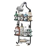 Hanging Shower Caddy Over Shower Head,GAOKASE Black Rust Proof Metal Large Bathroom Organizer for Shampoo, Conditioner, Body Wash, Soap, Razors, Shower Sponge, Loofahs and Bath Rack