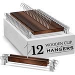 STAR WORK Walnut Wooden Pants Skirts Hangers Wood Trousers Bottom Hanger with 2-Adjustable Clips, Clip Hangers for Slacks, Jeans, Shorts (Walnut, Pack of 12)