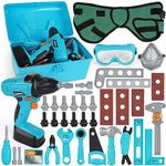 Vanplay Kids Toys Kids Tool Set Pretend Play Tools Kit with Electronic Toy Drill Kids Tool Belt Tool Box Toys for 3 4 5 6 Year Old Boys Girls (52Pcs)