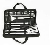 NewlineNY Stainless Steel BBQ Grill Tool Kit 20 PCS + Carrying Bag Set : Tong, Basting Brush, Spatula, Cleaning Brush, Meat Fork, 7 skewers, 8 Corn Holders for Picnic Camping Cooking Grilling