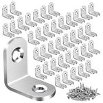 Baoswi 40PCS L Bracket Corner Brace, Stainless Steel L Brackets for Shelves, Metal Corner Bracket, Small Right Angle Bracket for Wood Furniture Chair Drawer Cabinet with 80PCS Screws