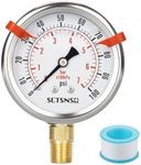 SCTSNSR 0 to 100 Psi Pressure Gauge, Glycerin Liquid Filled, 2.5 inch Dial, 1/4" NPT Lower Mount, Stainless Steel Case, for Water Pump, Pneumatic Air, Well Tank, RV Hose, Gas, Low Pressure Test