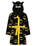 DC Comics Boys Dressing Gown Kids Hooded Fleece Batman Robe (11-12 Years, Black)