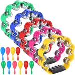 AOKISY 15 Pieces Petal Tambourines for Adults Set Metal Jingles Hand Held Percussion With Maracas for Bar Party School KTV Operation Christmas Christian Dance Charity Project