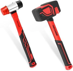 TOOLEAGUE 2Pcs Hammer Set,16oz Rubber Mallet & 35mm Double-Faced Soft Mallet for Camping, Woodworking, DIY Projects, Landscaping,Flooring, Tent Stakes, Black and Red