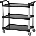 Utility Carts with Brake Wheel, Heavy Duty 360lbs Capacity Rolling Service Cart, 3-Tier Restaurant Food Cart with Hammer for Office, Warehouse, Garage