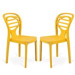 Oaknest Unboxing Furniture Supreme Oak Plastic Armless Chairs - Bearing Capacity 120 kgs (Royal Yellow, Set of 2)