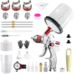 BENTOHKLE HVLP Air Spray Gun with 650ML Disposable Cups&Air Gauge, Car Paint Sprayer with 3 Nozzles 1.4/1.7/2.0mm HVLP Paint Spray Gun Kit for Car Furniture Painting