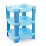 Selvel Multipurpose 3-Layer Storage Organizer Rack - Portable and Space-Saving with Smooth Gliding Casters, Ideal for Kitchen, Bathroom, Office & Baby Room - Blue