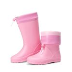 DREAM PAIRS Kids Rain Boots Boys Girls Lightweight Boots Waterproof Easy-on Outdoor Playing Rain Boot Unisex-Child,Size 8 Little Kid,Pink,SDRB2401K