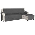 ISSUNTEX Sectional Couch Covers for Dogs, Reversible L Shaped Sofa Cover, Water Resistant Chaise Lounge Cover Furinture Protector for Kids Pets (X-Large, Dark Gray/Dark Gray)