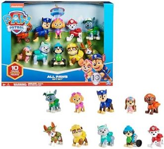 Paw Patrol - Pat Patrouille - FIGURINES 10E ANNIVERSAIRE - Jouet Pat Patrouille - 10 Figurines Articulées Chase, Marcus, Ruben, Stella, Zuma Et Bien D'Autres - Pat Patrouille Jouet Enfant 3 Ans et +
