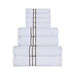 Superior Towel Set, Turkish Cotton, Ideal for Master Bath, Guest Bathroom, or Beach, Ultra-Plush, Set Includes; 8 Pieces, Face/Washcloths, Hand Towels, Bath Towels, Latte