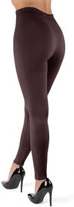 SATINA High Waisted Leggings for Women | Full Length | 1 Inch Waistband (One Size, Brown)