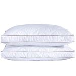 Puredown® Goose Feather Down Pillows for Sleeping, Gusseted Bed Hotel Pillows King Size Set of 2 with 100% Cotton Fabric