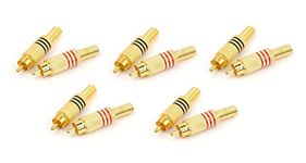 ESPtronics 5 Pair AV Pin RCA Pin Male Audio Video RCA Pin Jack Adapter Gold Plated Pair AV Pin Male Connector Speaker Connector Pin