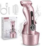 Akunbem Electric Shaver for Women for Legs Bikini Trimmer Electric Razors for Women Underarm Public Hairs Rechargeable Womens Shaver Wet Dry Use Painless Cordless with Detachable Head (Pink)