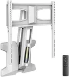 MOUNT-IT! Motorized Fireplace TV Wall Mount | Remote Control Electric Pull Down Mantel Mounting Bracket, Up to 77 Lbs Weight Capacity, Height Adjustable, Swivel, VESA 600x400 Compatible, White