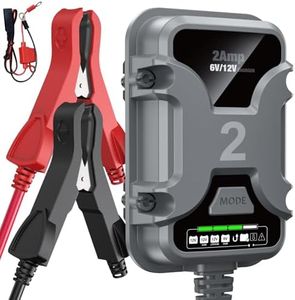 2A 6V/12V Smart Battery Charger – Auto Maintainer & Desulfator for AGM/Lithium – Trickle Charging for Cars, Boats, RVs