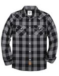 TARAINYA Mens Flannel Plaid Shirts Western Cowboy Pearl Snaps Vintage Button Down Casual Long Sleeve Shirt with Pockets Black Grey L