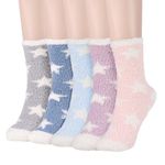 Fanshiontide 5 Pairs Fluffy Bed Socks for Women and Girls, Soft winter Fuzzy Warm Comfy Slipper Socks Thicken Cozy Ladies Thermal Socks for Home Sleeping