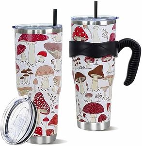 40 oz Tumbler with Handle and Straw Mushroom Tumbler Water Bottle Mushroom Gifts for Women Leak Proof 40 oz Cup Mushroom Stuff Insulated Stainless Steel Tumbler Mushroom Coffee Travel Mug Proof Lid