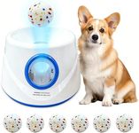 Automatic Dog Ball Launcher with 6 ETPU Tennis Balls, Dog Ball Thrower for Small & Medium Dogs, 3 Adjustable Distance 19-45FT, Interactive Dog Toy Ball Throwing Machine for Indoor/Outdoor, Blue