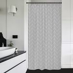 Riyidecor Small Stall RV Gray Grey Shower Curtain Liner for Bathroom Narrow Dorm Half Size Stand Up 36x72 Inches Wide Single Chevron Herringbone Geometric Tiny Walkin Fabric Polyester Bathroom