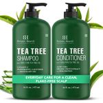 Botanic Hearth Tea Tree Shampoo & Conditioner Set, 16 Fl Oz (473 ml) Each | With Peppermint, Lavender & Rosemary Oils | Helps Relieve Dry, Itchy Scalp & Nourishing | Suitable for Men & Women