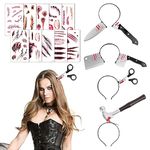 DPKOW Halloween Horror Headbands Zombie Tattoos Zombie Headbands Bloody Headband Men Women Teen Makeup Scary Costume