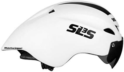 SLS3 Triathlon Helmet - Aero Bike Helmet with Removable Shield Visor Time Trial TT - Lightweight Aero Helmet Triathlon Road Cycling Helmets Men/Women - One Size 21-23 Inches, White