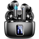 Wireless Earbuds, Bluetooth 5.3 Headphones Wireless with 4 ENC Noise Cancelling Mic, Ear buds Bluetooth Earphones HiFi Stereo Deep Bass, 40H Playtime, IP7 Waterproof, USB-C Charge, LED Display, Black