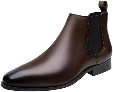 Jousen Chelsea Boots Men Polished Leather Dress Boots Stylish Classic Retro Slip On Boots for Men Darkbrown(AMY8156A Darkbrown 8)