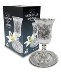 Tall Silver Plated Kiddush Cup - With Stem and Tray - Stemmed Shabbat and Havdalah Goblet - 7-Inch - By Ner Mitzvah