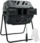 YITAHOME Large Outdoor Dual Bin Composter Tumbling, 43 Gallon Rotating Compost Bin with 2 Sliding Doors and Aeration System, Garden Compost Tumbler, BPA Free (2 x 21.5 Gallon,Black)
