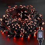 Twinkle Star 33FT 100 LED Indoor Halloween String Lights Orange, Plug in Black Wire Fairy Lights 8 Modes Waterproof Mini Light for Outdoor Christmas Tree Holiday Wedding Party Bedroom Patio Tree Decor