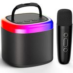 JYX Dual Speaker Stereo Karaoke Speaker, Mini Bluetooth 5.0 Speaker with Wireless Mic for Kids, Party pop Speaker, 8Hrs Battery, 2 Sound Modes, 5 Voice Effects, Birthday Gifts Toys for Girls Boys