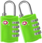 Desired Tools TSA Locks for Luggage, 2-Pc Durable Steel Padlock, Keyless Easy to Read 4-Digit Combination Lock for Backpacks, Travel Suitcases, Toolbox, Filing Cabinets, Baggage & Gym Locker, Green