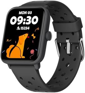 BIGGERFIVE Smart Watch for Kids Without APP, Fitness Tracker Watch Pedometer, 5ATM Waterproof, Sleep Monitor, Calorie Step Counter, Games, Alarm Clock for Boys Girls 5-14, Porous Black